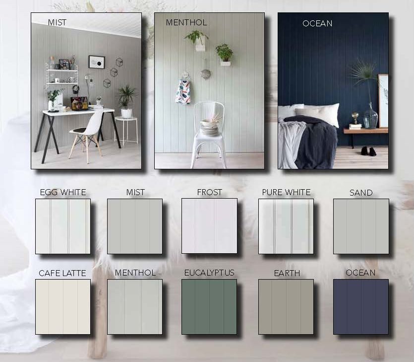 Colour swatches of interior panels that feature in all Nordic Rooms