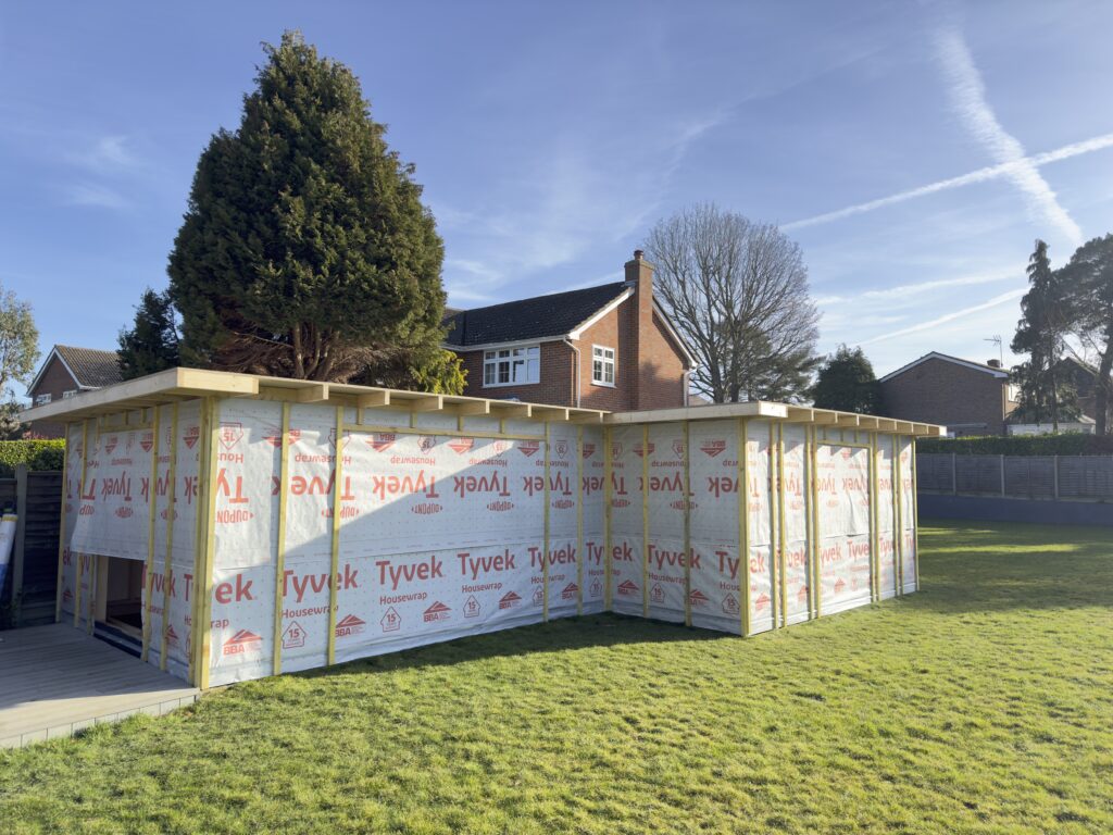 A made to measure timber building under construction